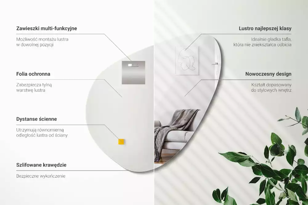 Organikus tükör dekoratív fal