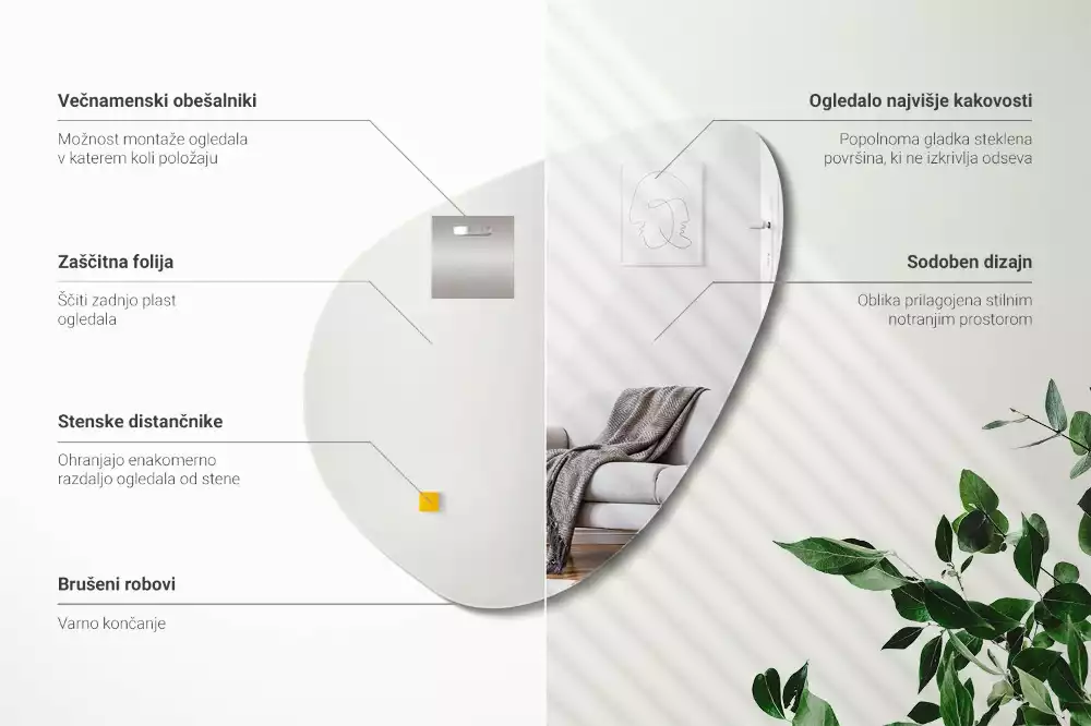 Organikus tükör dekoratív fal