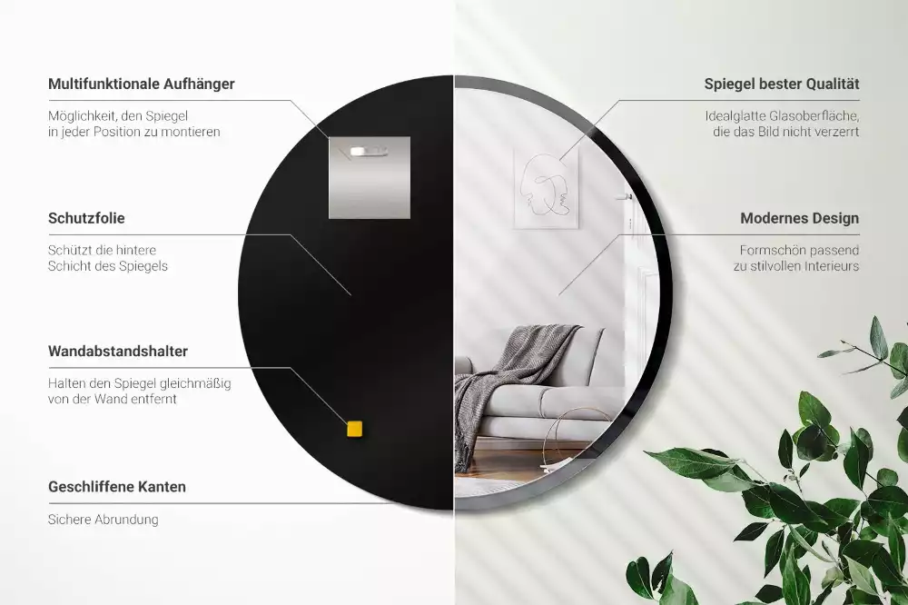 Kör tükör fal fekete keretben