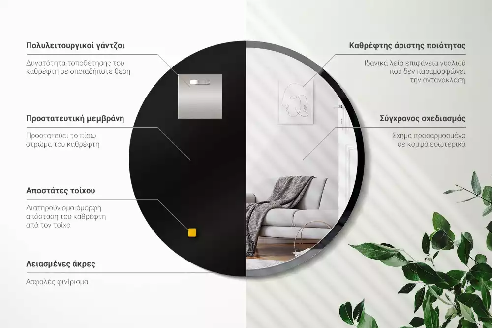 Kör tükör fal fekete keretben