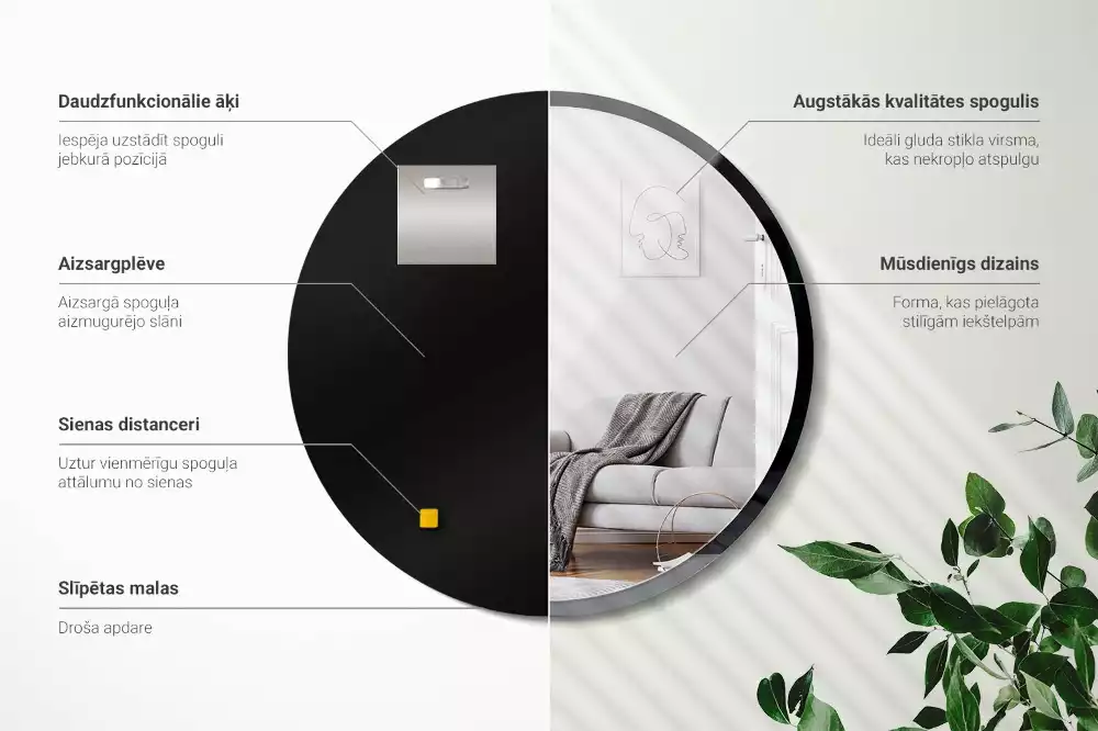 Kör tükör fal fekete keretben