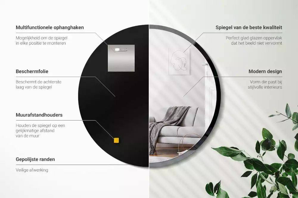 Kör tükör fal fekete keretben