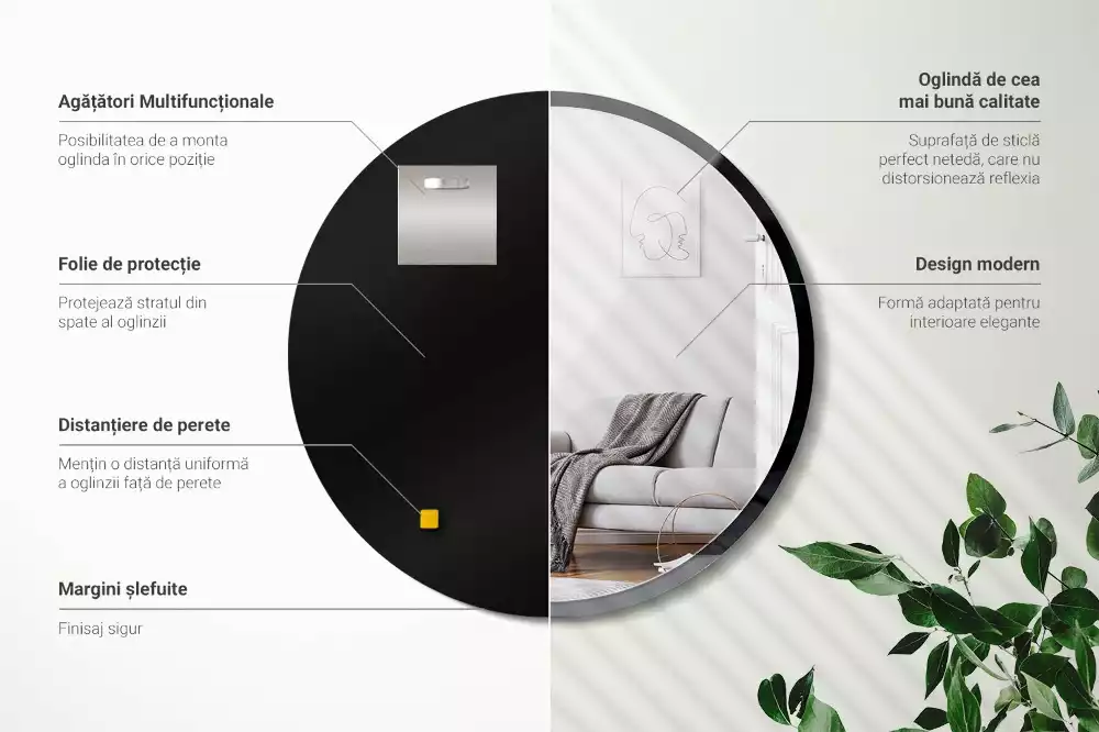 Kör tükör fal fekete keretben