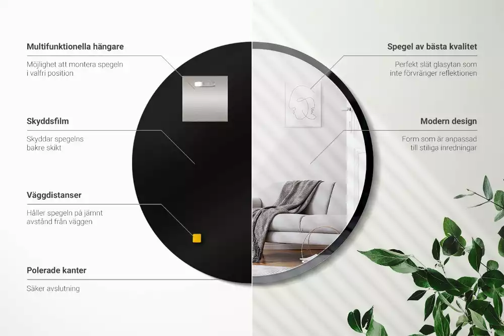 Kör tükör fal fekete keretben