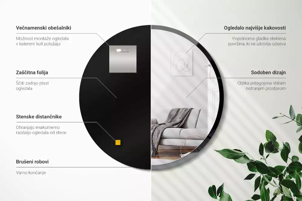 Kör tükör fal fekete keretben