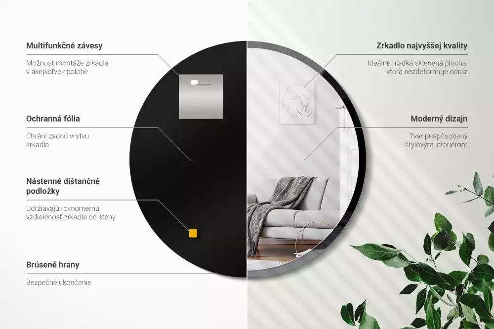 Kör tükör fal fekete keretben