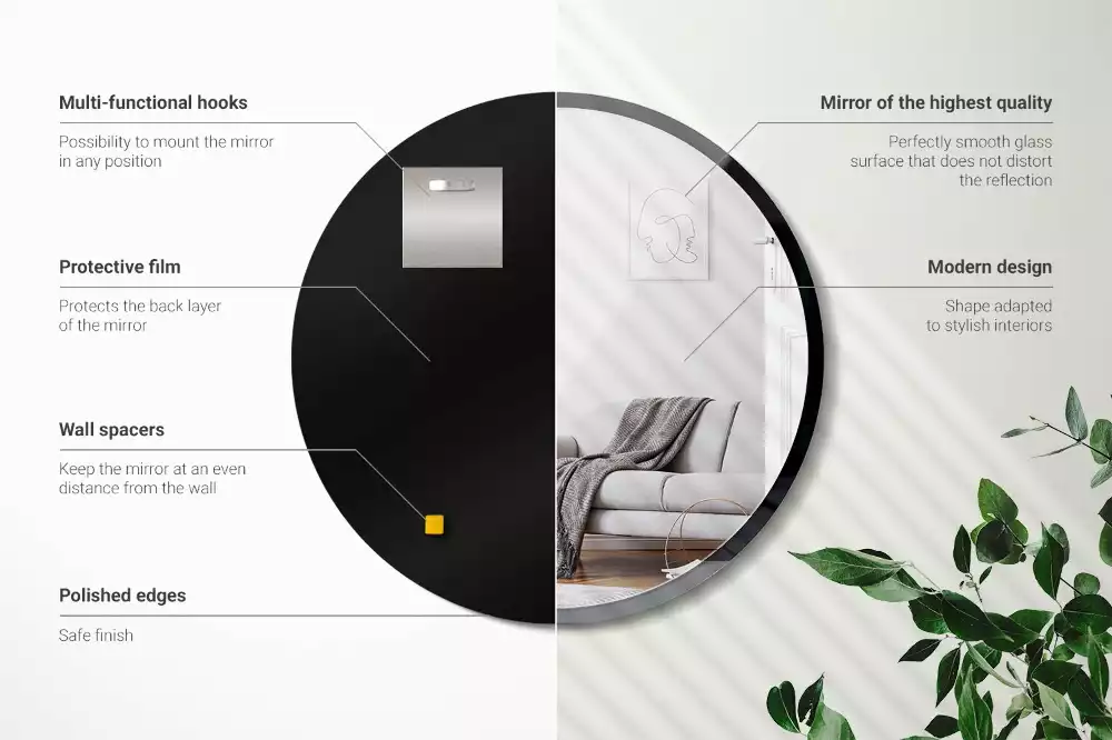 Kör tükör fal fekete keretben