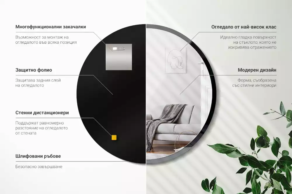 Kör tükör fal fekete keretben