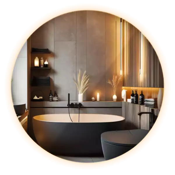 Kerek tükör modern LED világítással