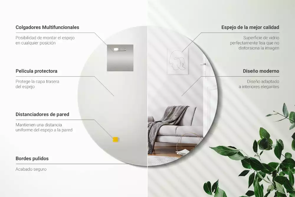 Kerek tükör fal keret nélkül