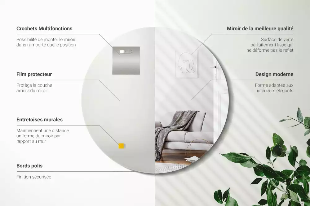 Kerek tükör fal keret nélkül