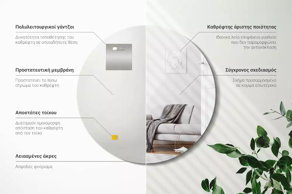 Kerek tükör fal keret nélkül