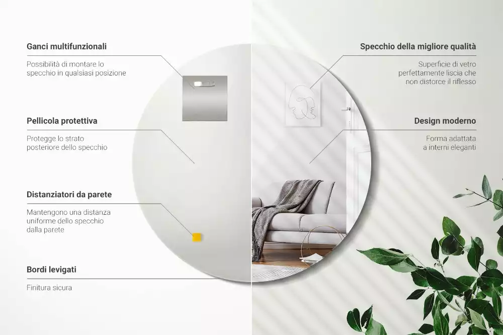 Kerek tükör fal keret nélkül