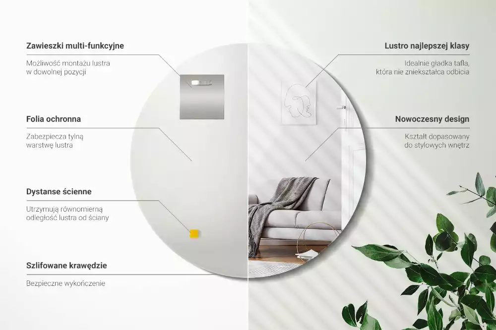 Kerek tükör fal keret nélkül