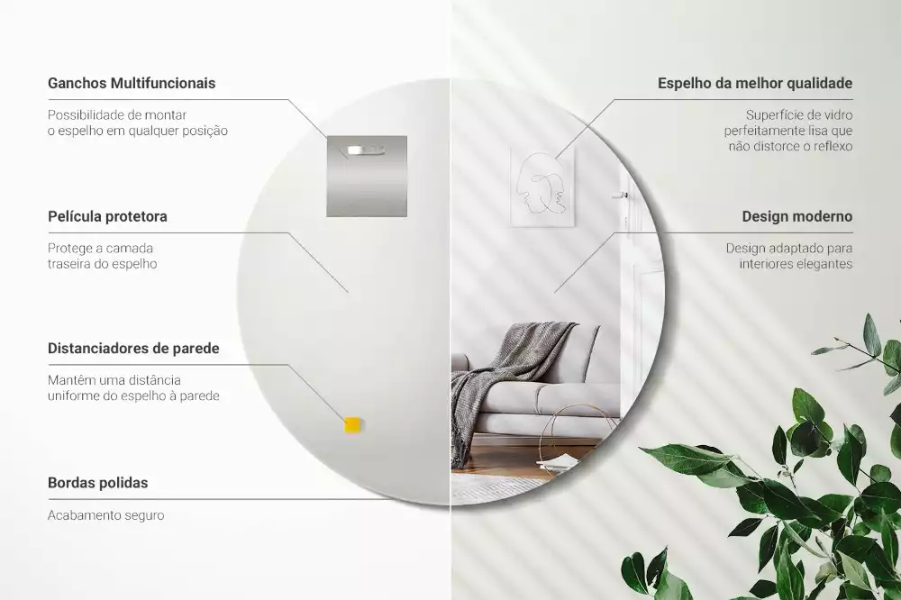 Kerek tükör fal keret nélkül