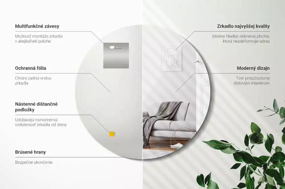 Kerek tükör fal keret nélkül