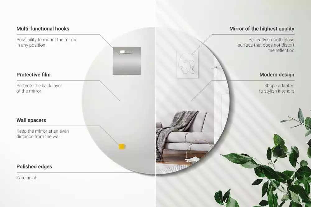 Kerek tükör fal keret nélkül