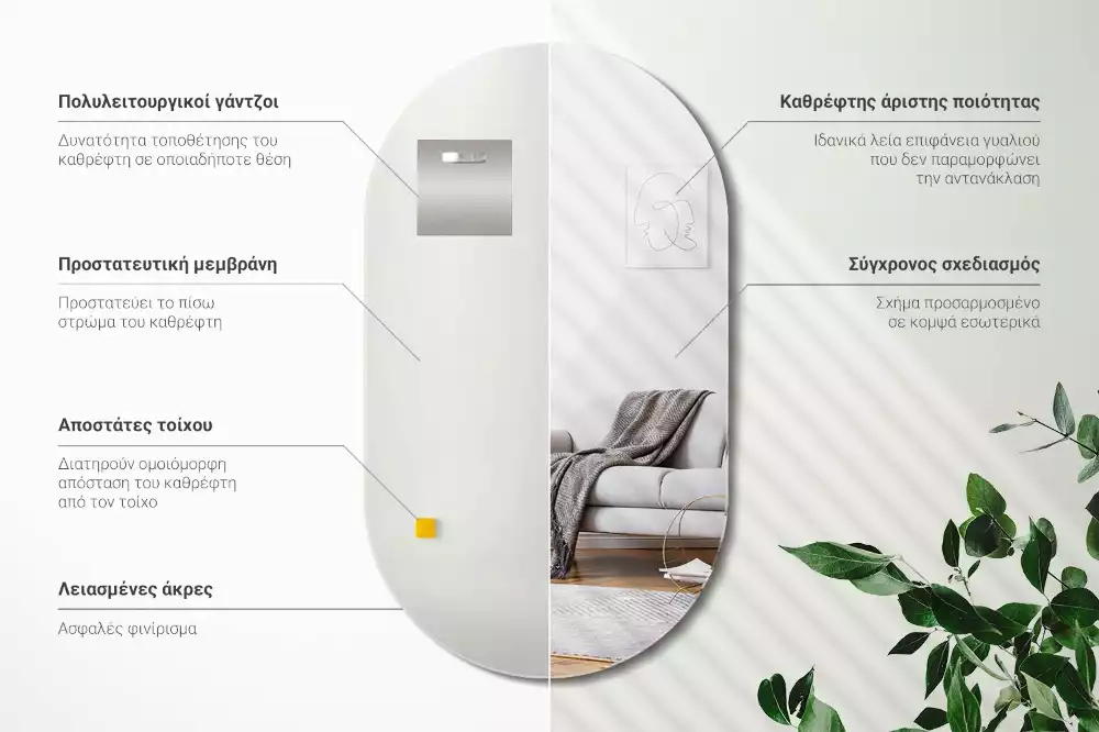 Ovális tükör klasszikus akasztó