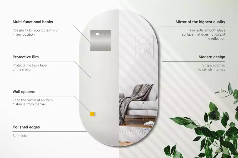 Ovális tükör klasszikus akasztó