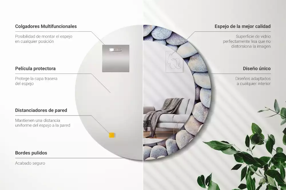 Kerek tükör fali dísz Tengeri kövek kör