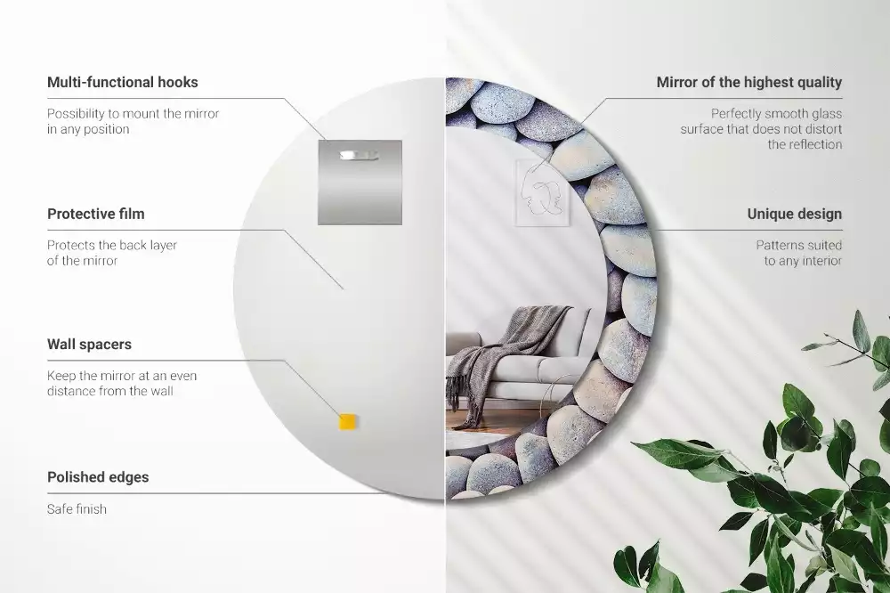 Kerek tükör fali dísz Tengeri kövek kör