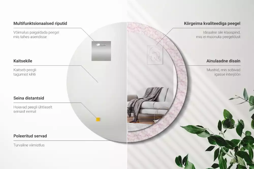 Kerek dísztükör Virágszirmok