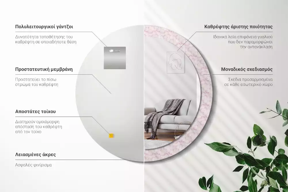 Kerek dísztükör Virágszirmok