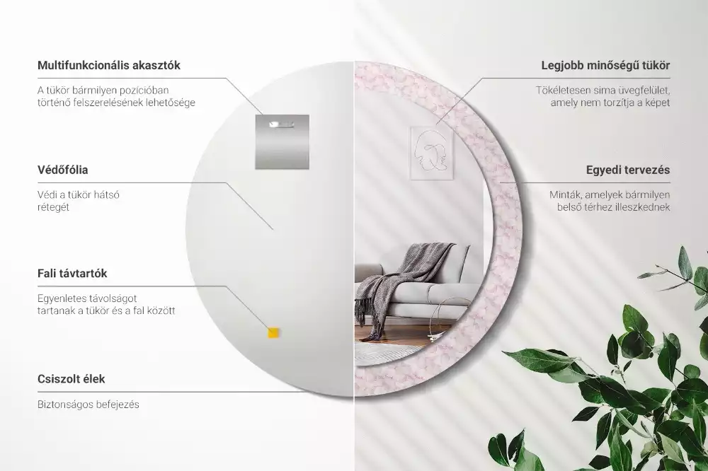 Kerek dísztükör Virágszirmok