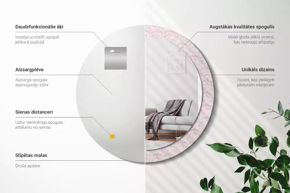 Kerek dísztükör Virágszirmok