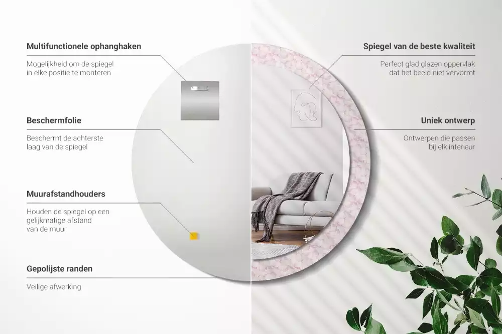 Kerek dísztükör Virágszirmok