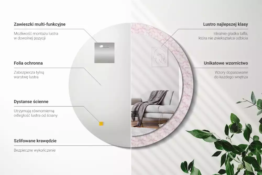 Kerek dísztükör Virágszirmok