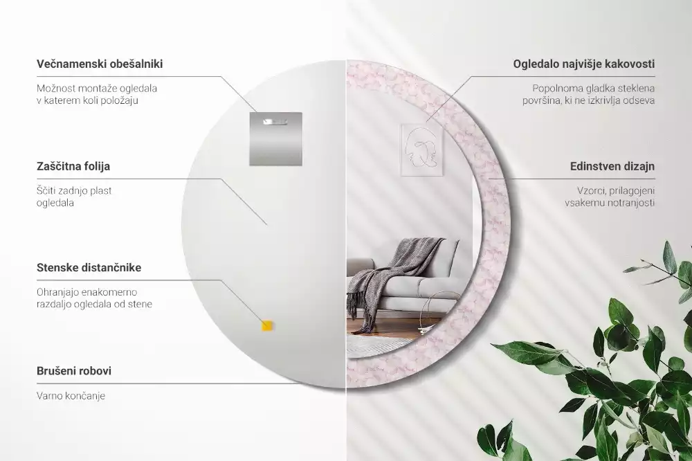 Kerek dísztükör Virágszirmok