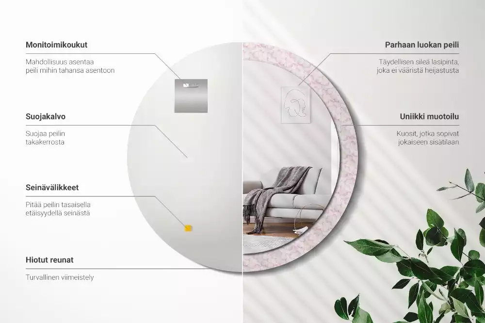 Kerek dísztükör Virágszirmok