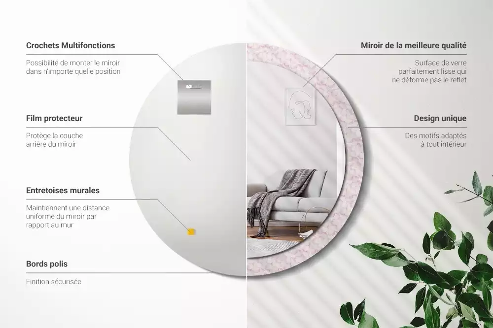 Kerek dísztükör Virágszirmok