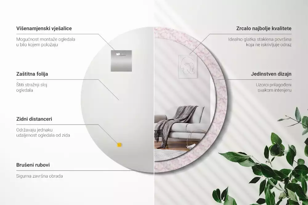 Kerek dísztükör Virágszirmok