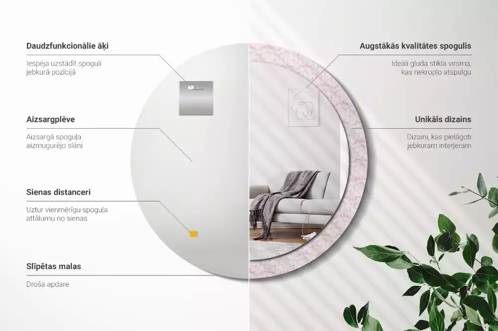 Kerek dísztükör Virágszirmok