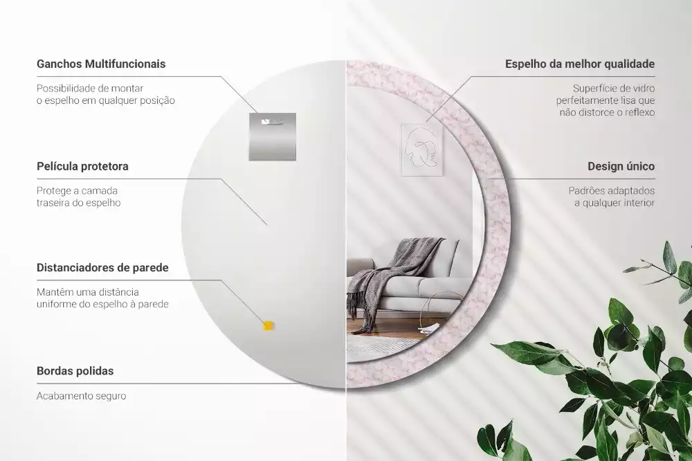 Kerek dísztükör Virágszirmok