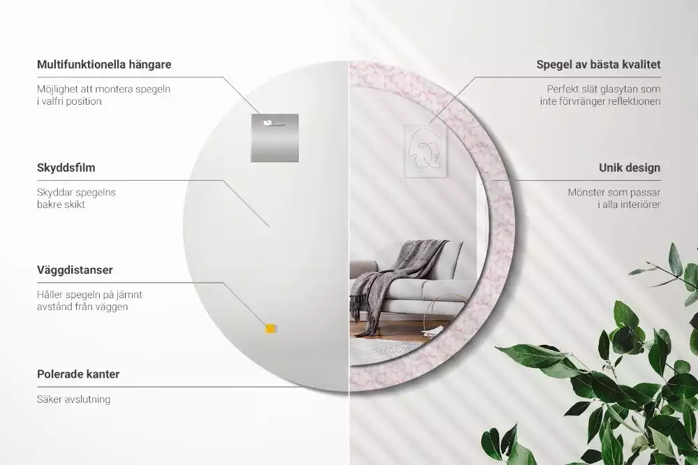 Kerek dísztükör Virágszirmok