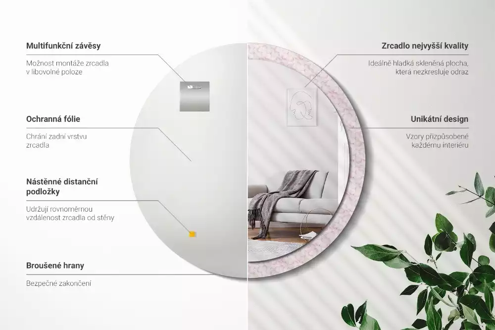 Kerek dísztükör Virágszirmok