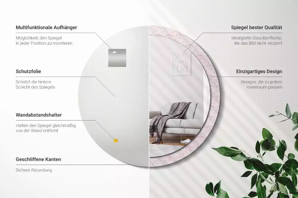 Kerek dísztükör Virágszirmok