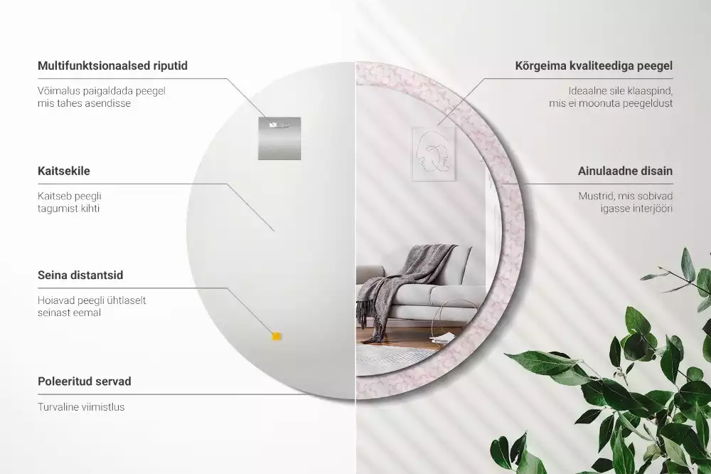 Kerek dísztükör Virágszirmok