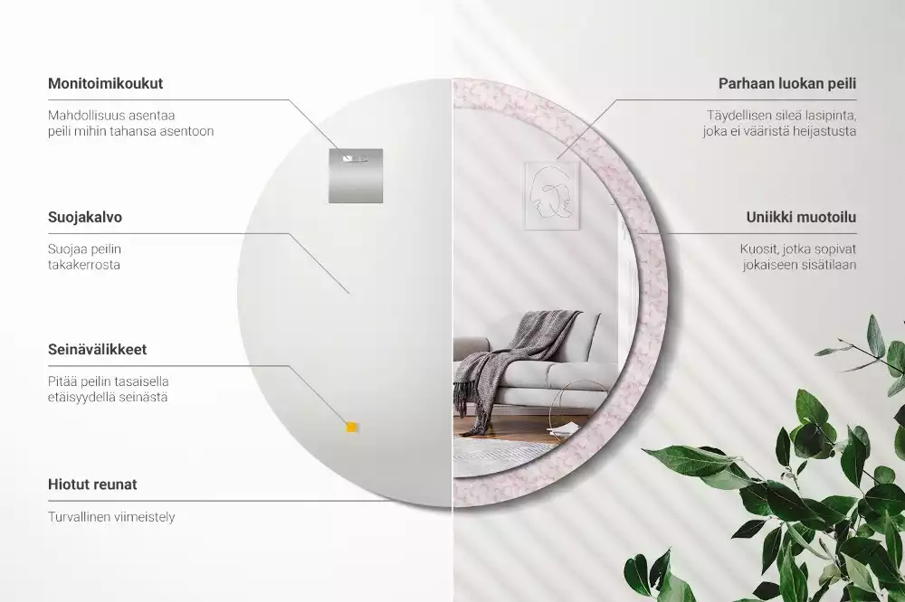 Kerek dísztükör Virágszirmok