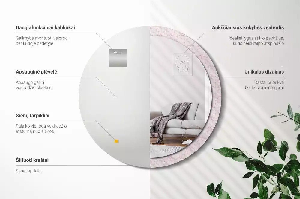 Kerek dísztükör Virágszirmok