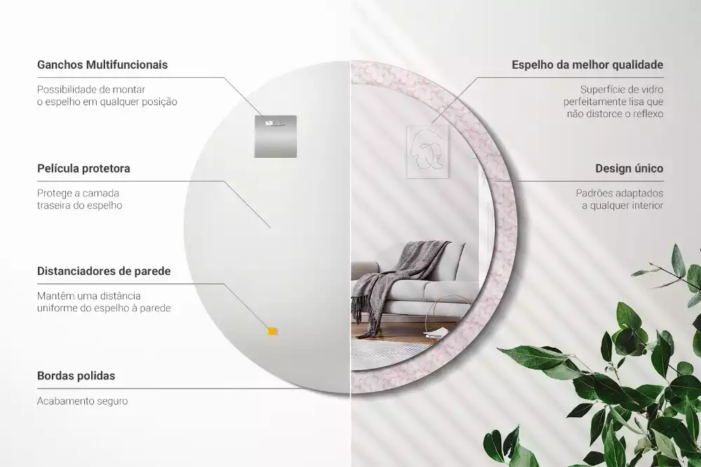 Kerek dísztükör Virágszirmok