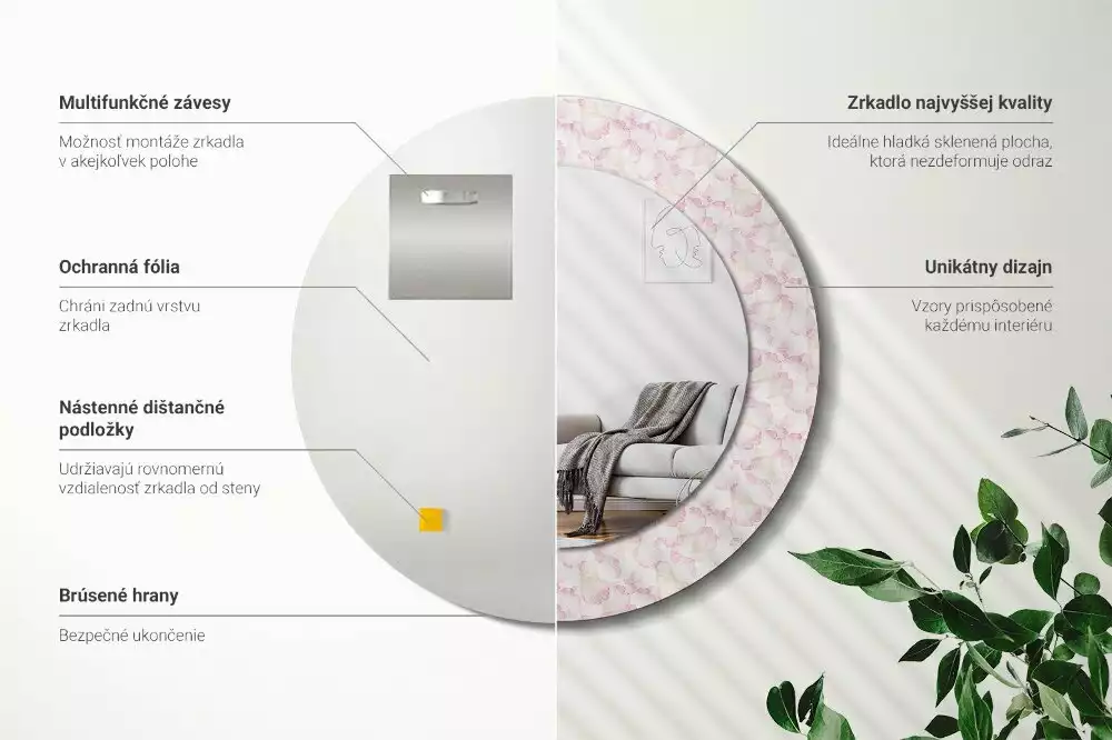 Kerek dísztükör Virágszirmok