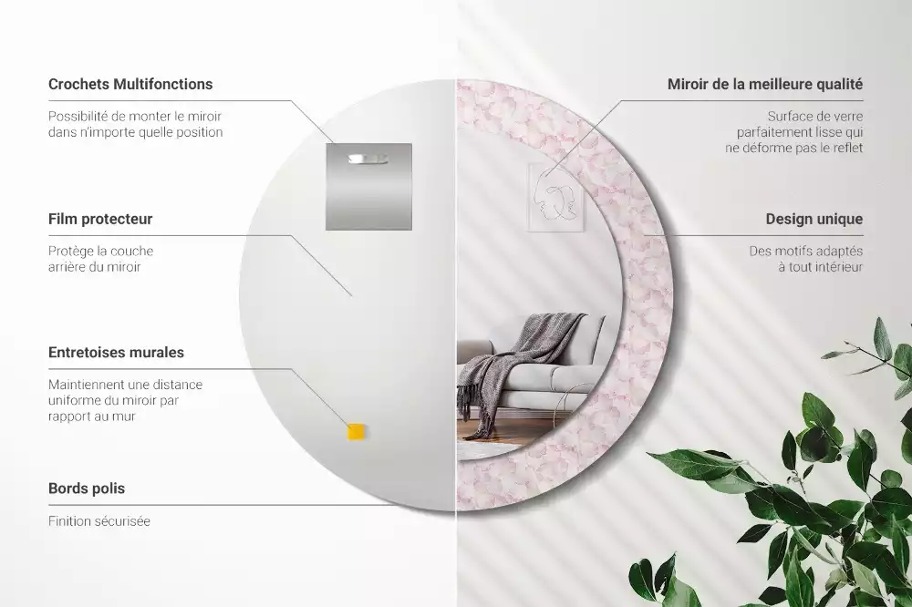 Kerek dísztükör Virágszirmok