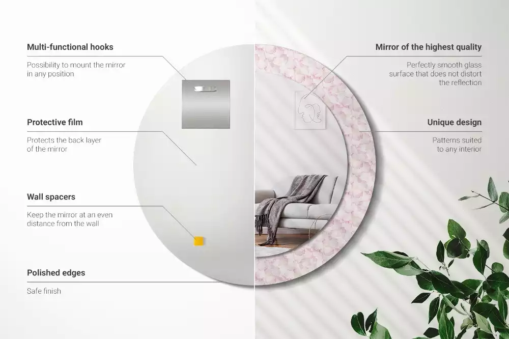 Kerek dísztükör Virágszirmok