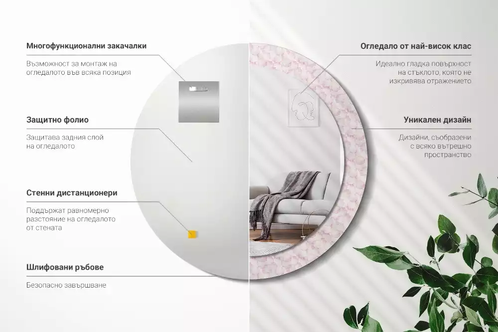 Kerek dísztükör Virágszirmok