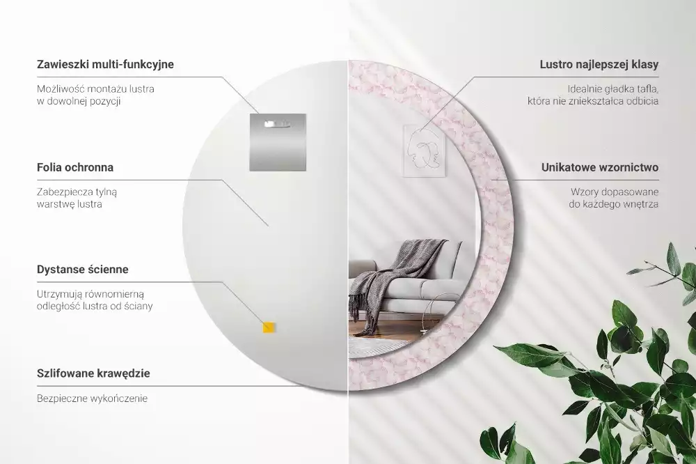 Kerek dísztükör Virágszirmok