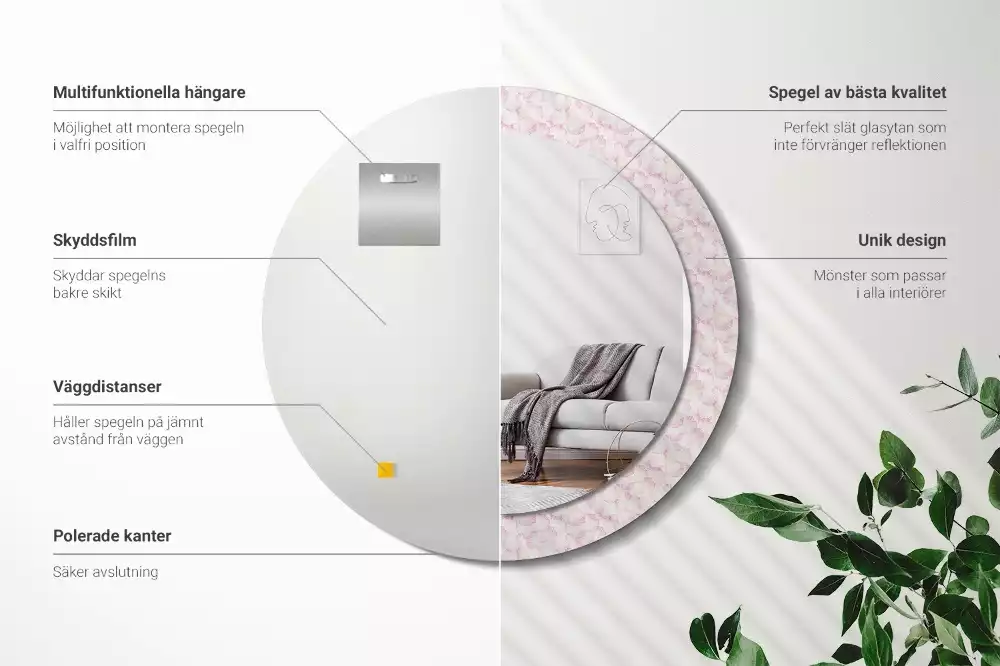 Kerek dísztükör Virágszirmok